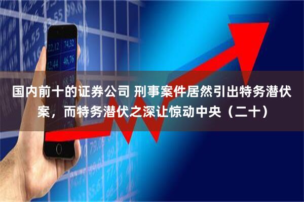 国内前十的证券公司 刑事案件居然引出特务潜伏案，而特务潜伏之深让惊动中央（二十）